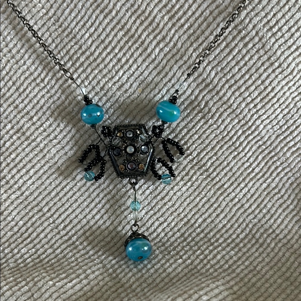Scorpio Sol Beads Turquoise and Black Pendant Necklace